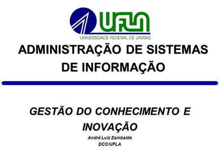 GESTÃO DO CONHECIMENTO E INOVAÇÃO André Luiz Zambalde DCC/UFLA