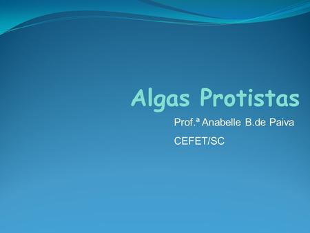Algas Protistas Prof.ª Anabelle B.de Paiva CEFET/SC.