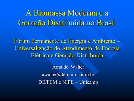 Arnaldo Walter DE/FEM e NIPE – Unicamp