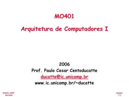 MO401 Arquitetura de Computadores I