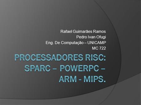 Processadores risc: sparc – powerpc – arm - mips.