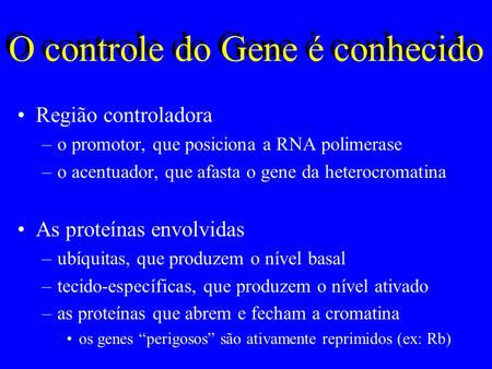 O controle do Gene é conhecido
