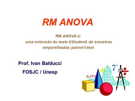 RM ANOVA Prof. Ivan Balducci FOSJC / Unesp RM ANOVA é: