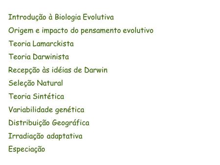 Introdução à Biologia Evolutiva