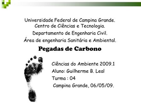Pegadas de Carbono Universidade Federal de Campina Grande.