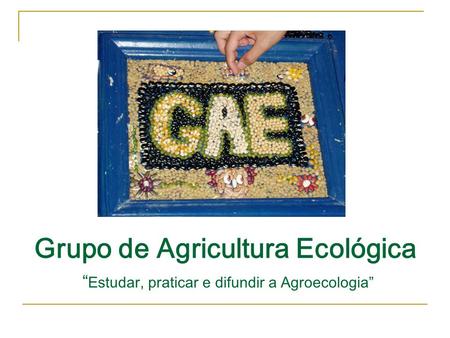 O Grupo de Agricultura Ecológica (GAE) nasceu em 1983 na Universidade Federal Rural do Rio de Janeiro. Composto principalmente por estudantes das áreas.