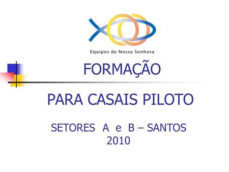 FORMAÇÃO PARA CASAIS PILOTO SETORES A e B – SANTOS 2010.