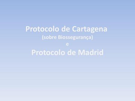 Protocolo de Cartagena (sobre Biossegurança)