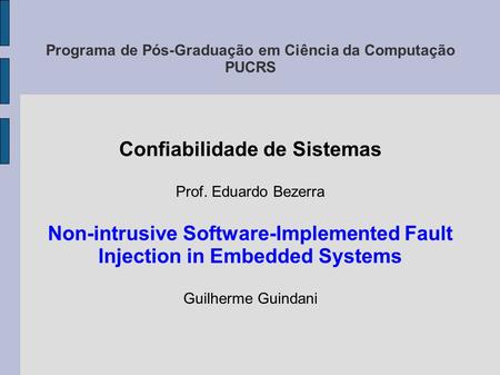Programa de Pós-Graduação em Ciência da Computação PUCRS
