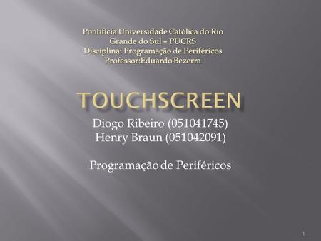 TouchScreen Diogo Ribeiro ( ) Henry Braun ( )
