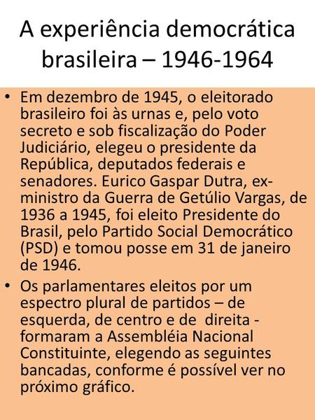 A experiência democrática brasileira –