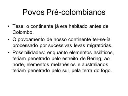 Povos Pré-colombianos