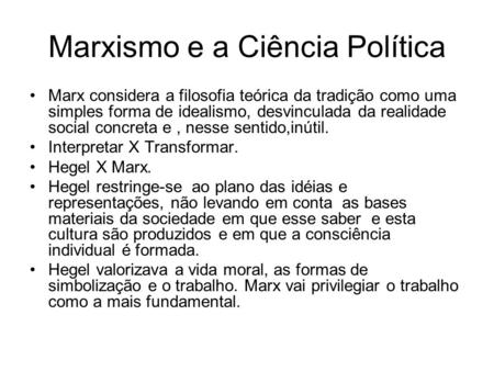 Marxismo e a Ciência Política