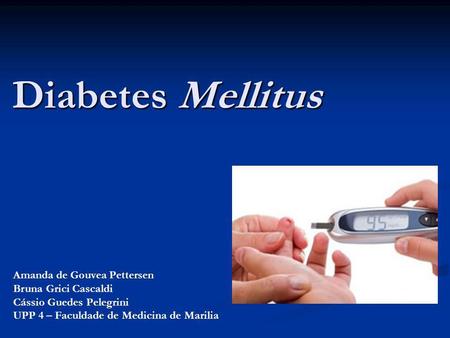 Diabetes Mellitus Amanda de Gouvea Pettersen Bruna Grici Cascaldi