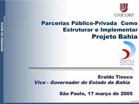 Projeto Bahia Parcerias Público-Privada Como Estruturar e Implementar