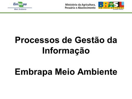 Processos de Gestão da Informação Embrapa Meio Ambiente.
