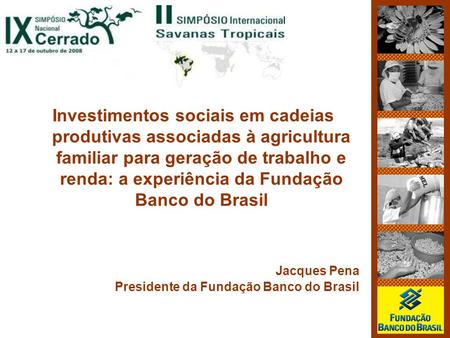 Investimentos sociais em cadeias produtivas associadas à agricultura familiar para geração de trabalho e renda: a experiência da Fundação Banco do.