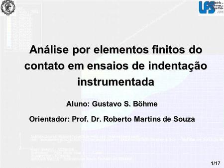 Aluno: Gustavo S. Böhme Orientador: Prof. Dr. Roberto Martins de Souza