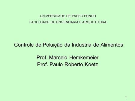 Controle de Poluição da Industria de Alimentos