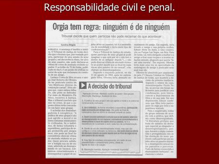 Responsabilidade civil e penal.