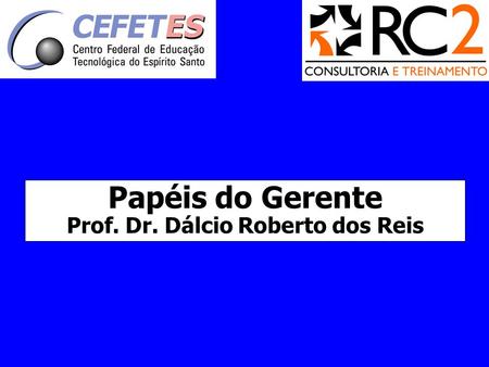 Papéis do Gerente Prof. Dr. Dálcio Roberto dos Reis