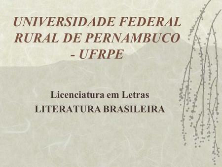 UNIVERSIDADE FEDERAL RURAL DE PERNAMBUCO - UFRPE