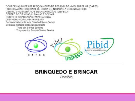 BRINQUEDO E BRINCAR Portfólio