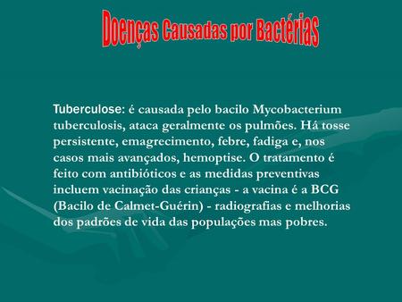 Doenças Causadas por Bactérias