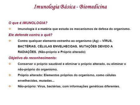 Imunologia Básica - Biomedicina