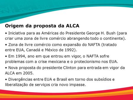 Origem da proposta da ALCA