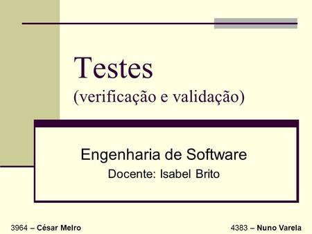 Testes (verificação e validação)