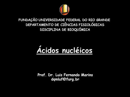 Ácidos nucléicos Prof. Dr. Luis Fernando Marins