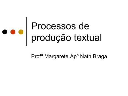 Processos de produção textual Profª Margarete Apª Nath Braga.