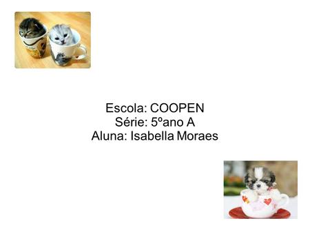 Escola: COOPEN Série: 5ºano A Aluna: Isabella Moraes.