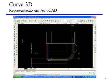 1 Curva 3D Representação em AutoCAD. 2 3 Coordenadas dos 6 pontos representados (dimensões em milímetros): Pontosxyz 1 (vermelho)1501000 2 (roxo)150.7999.616.25.