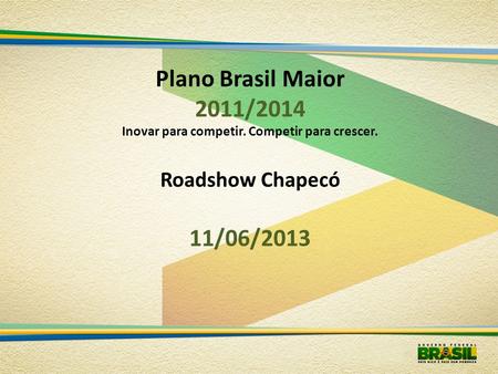 Plano Brasil Maior 2011/2014 Inovar para competir