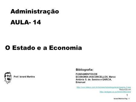 Administração AULA- 14 O Estado e a Economia Bibliografia: