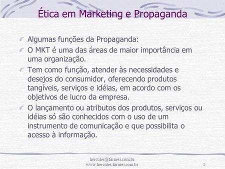 Ética em Marketing e Propaganda