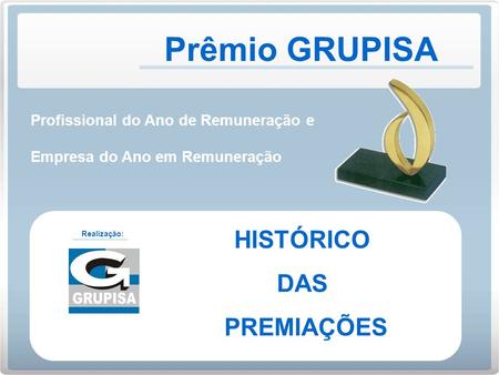 Prêmio GRUPISA HISTÓRICO DAS PREMIAÇÕES