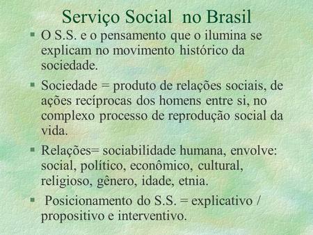 Serviço Social no Brasil