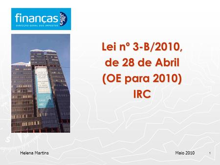 Lei nº 3-B/2010, de 28 de Abril (OE para 2010) IRC