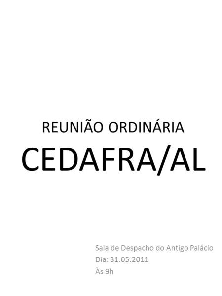 REUNIÃO ORDINÁRIA CEDAFRA/AL