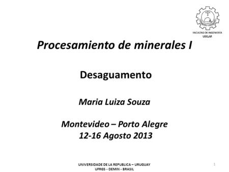 Procesamiento de minerales I Desaguamento