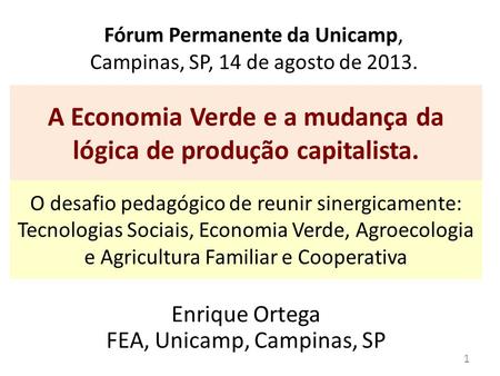 Fórum Permanente da Unicamp, Campinas, SP, 14 de agosto de 2013.
