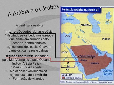 A Arábia e os árabes A península Arábica:
