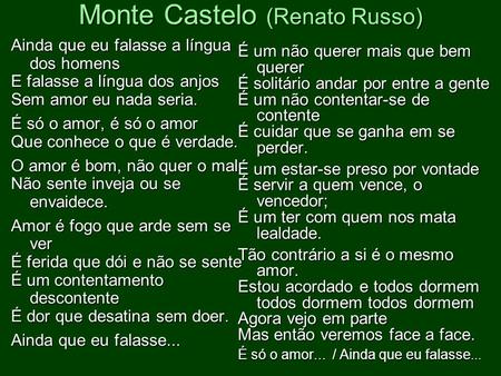 Monte Castelo (Renato Russo)