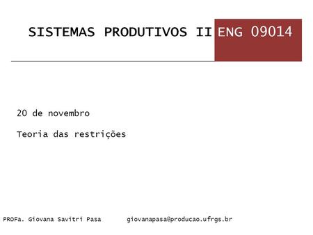 SISTEMAS PRODUTIVOS II ENG 09014