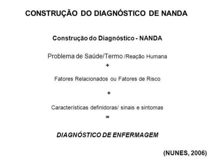 CONSTRUÇÃO DO DIAGNÓSTICO DE NANDA