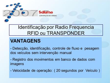Identificação por Radio Frequencia RFID ou TRANSPONDER