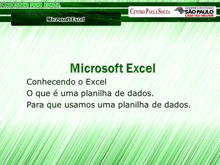 Microsoft Excel Conhecendo o Excel O que é uma planilha de dados.